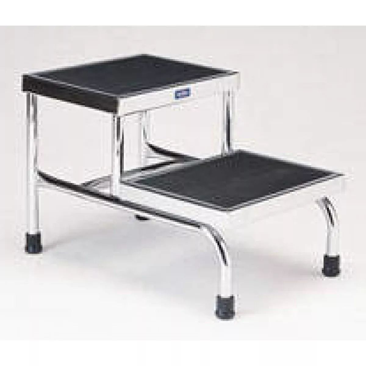 Step Stool Double Step With Handrail Silver And Black Chrome 1 Per Each