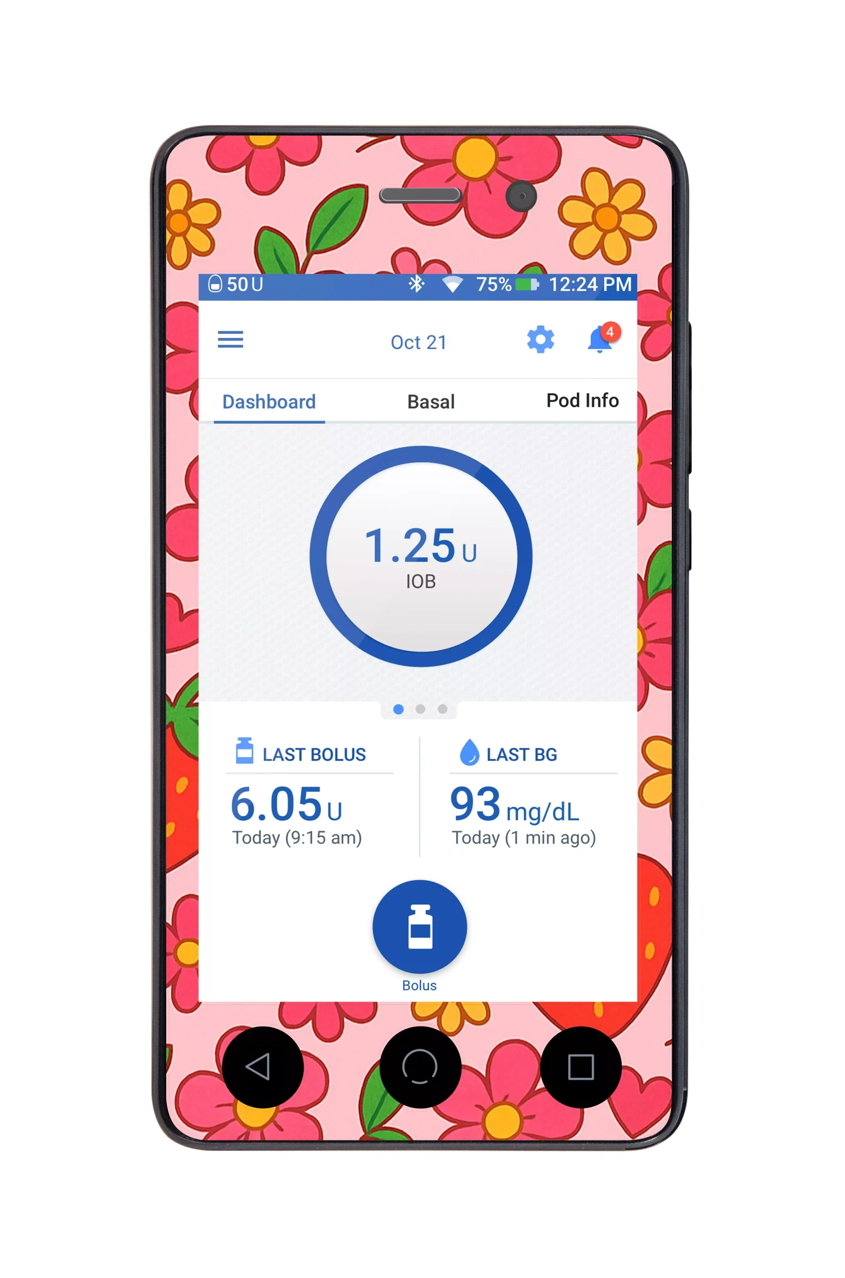 Strawberry Garden Sticker for Omnipod DASH PDM – Pump Peelz