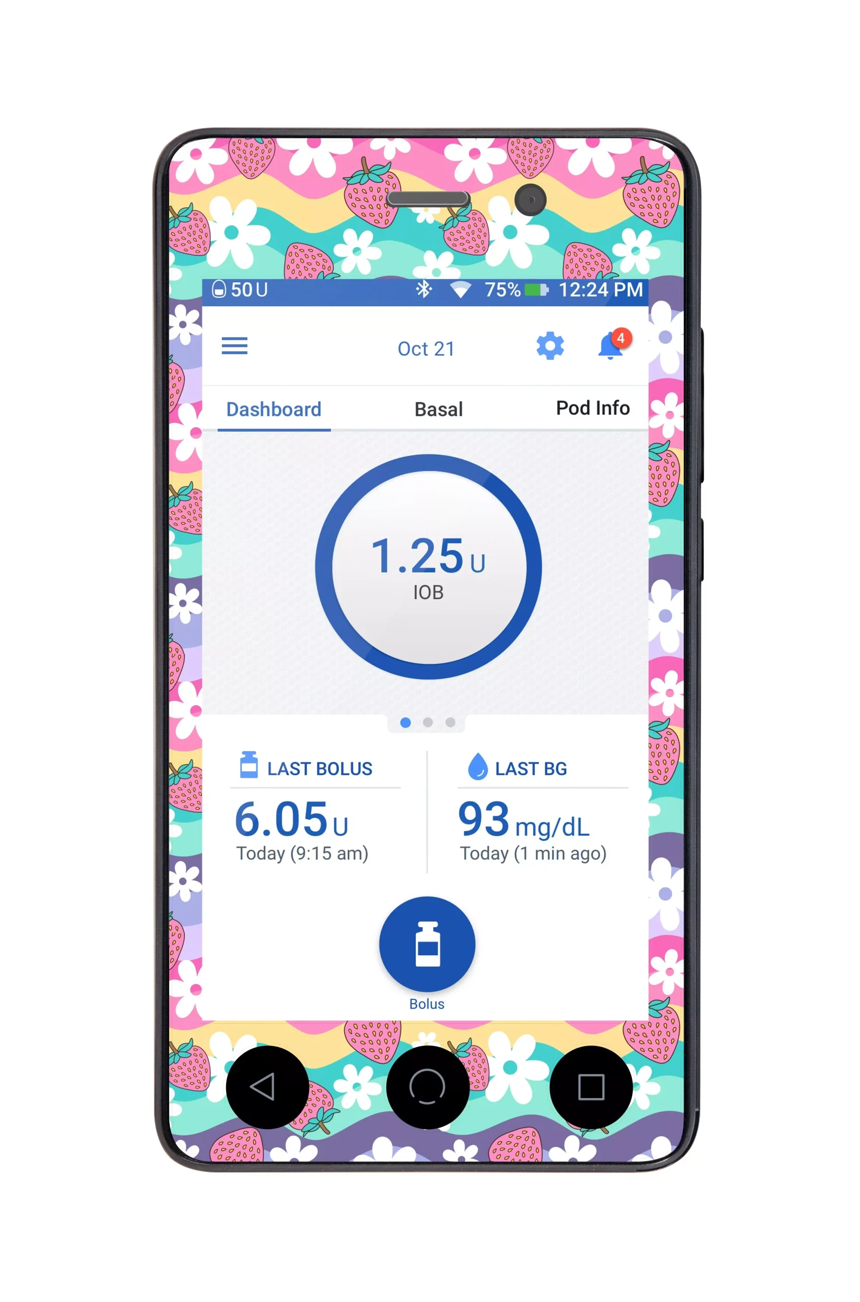 Strawberry Swing Sticker for Omnipod DASH PDM – Pump Peelz