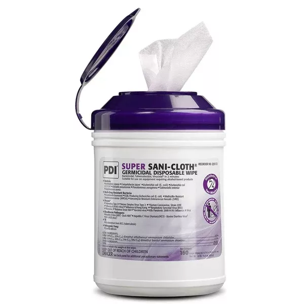 Super Sani-Cloth Germicidal Wipes Super • 55% Alcohol • 160/canister ,1 Each
