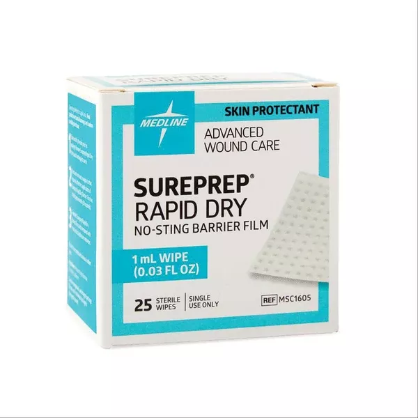 Sureprep Rapid-Dry No-Sting Barrier Film 1 mL Wipe ,Pack oF 25