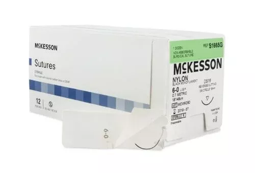 Suture with Needle McKesson Nonabsorbable Black Monofilament Nylon Size