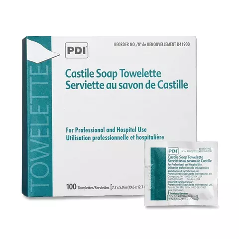 Swabs & Preps Castile Soap Towelette ,100 per Paxk