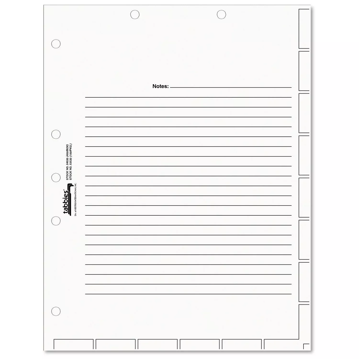 Tabbies Medical Chart Index Divider Sheets, Untabbed, 11 x 8.5, White, 400/Box