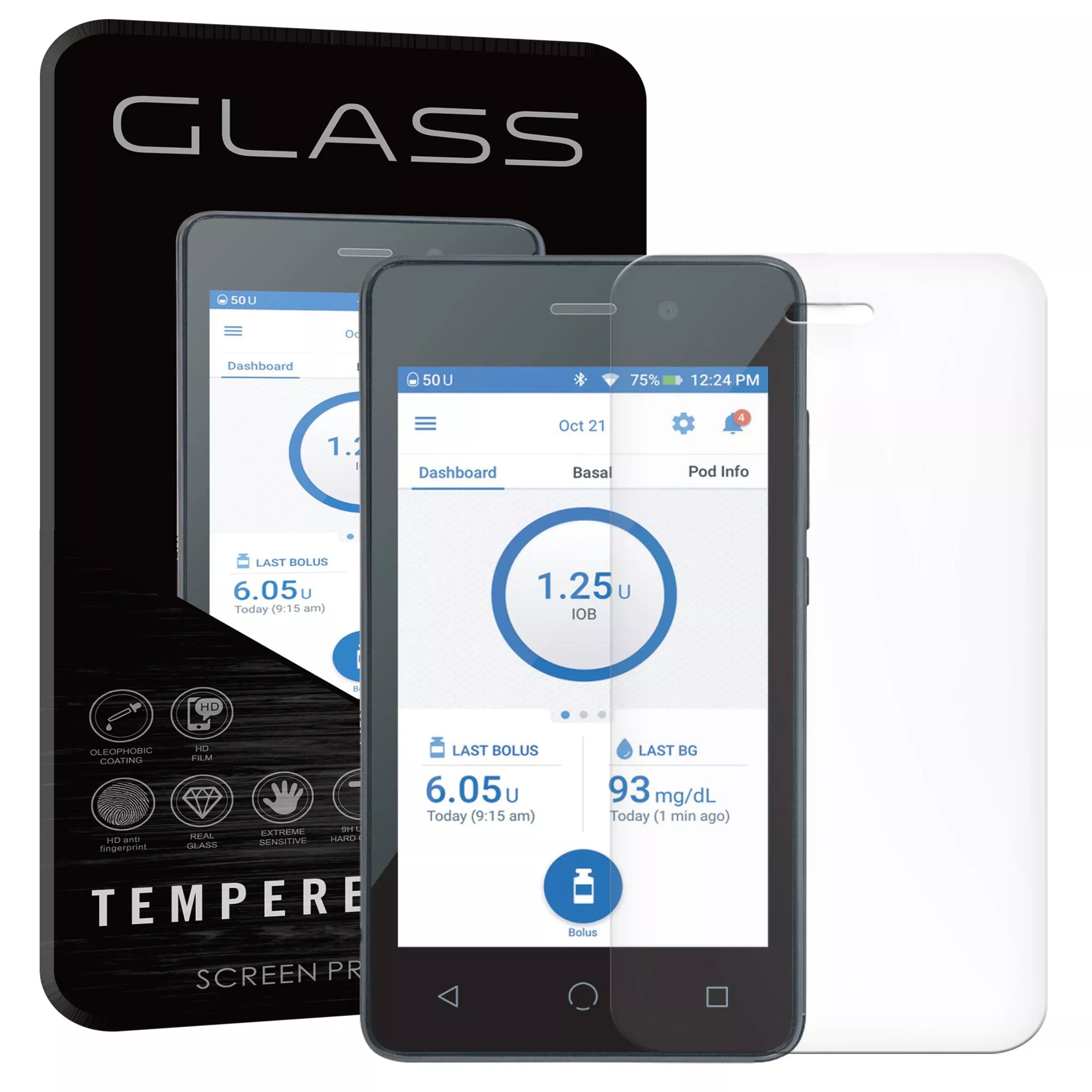 Tempered Glass Screen Protector for Omnipod DASH PDM – Pump Peelz