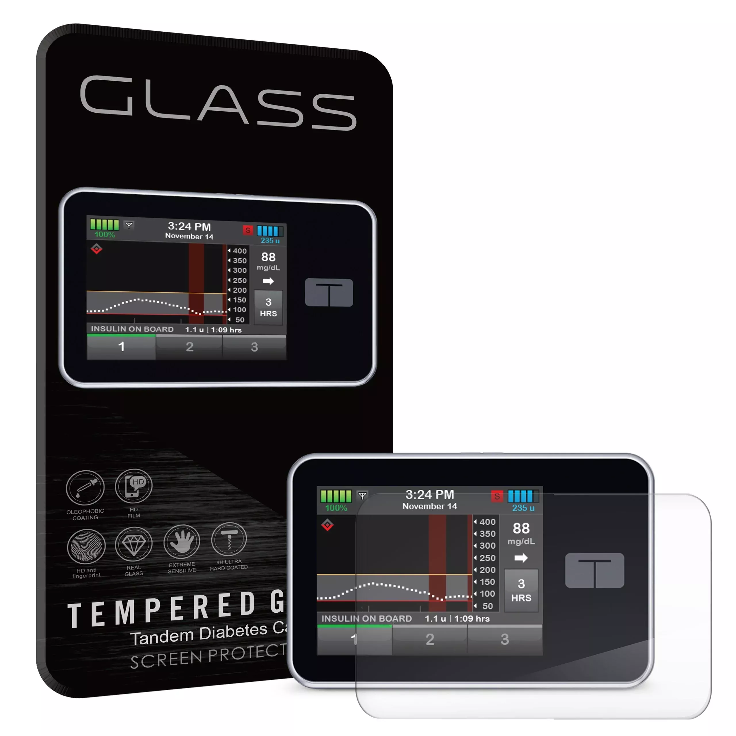 Tempered Glass Screen Protector for Tandem t:slimDiabetes Care