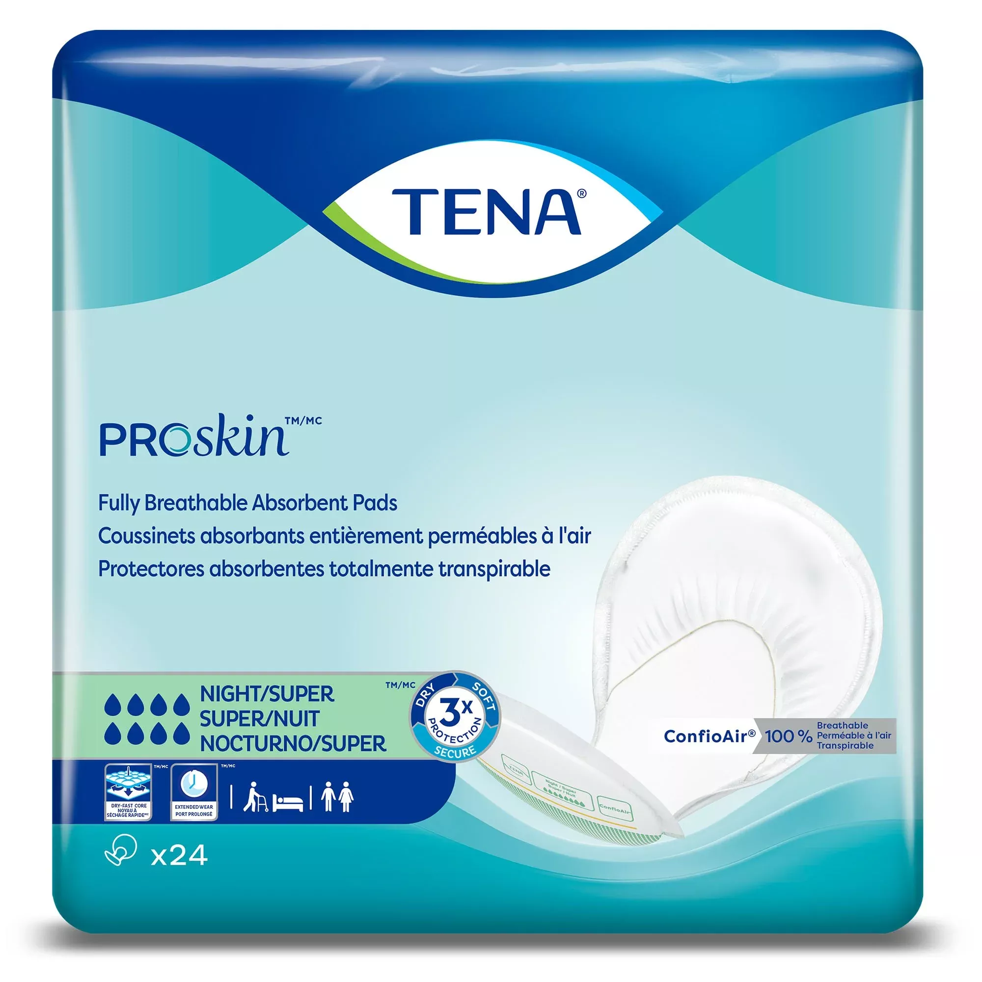 Tena ProSkin™ Night Super Fully Breathable Absorbent Pads