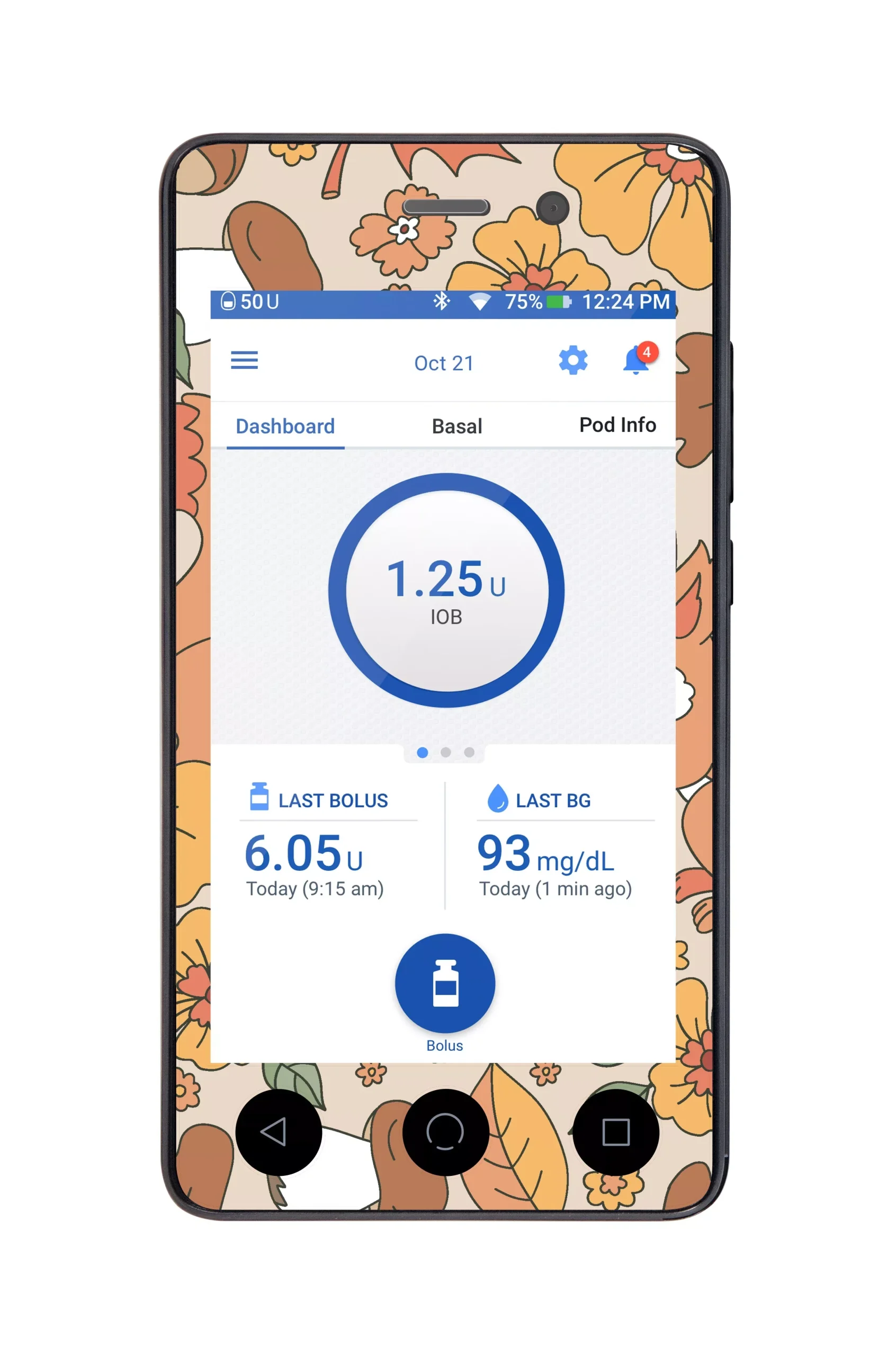 Thanksgiving Floral Sticker for Omnipod DASH PDM – Pump Peelz