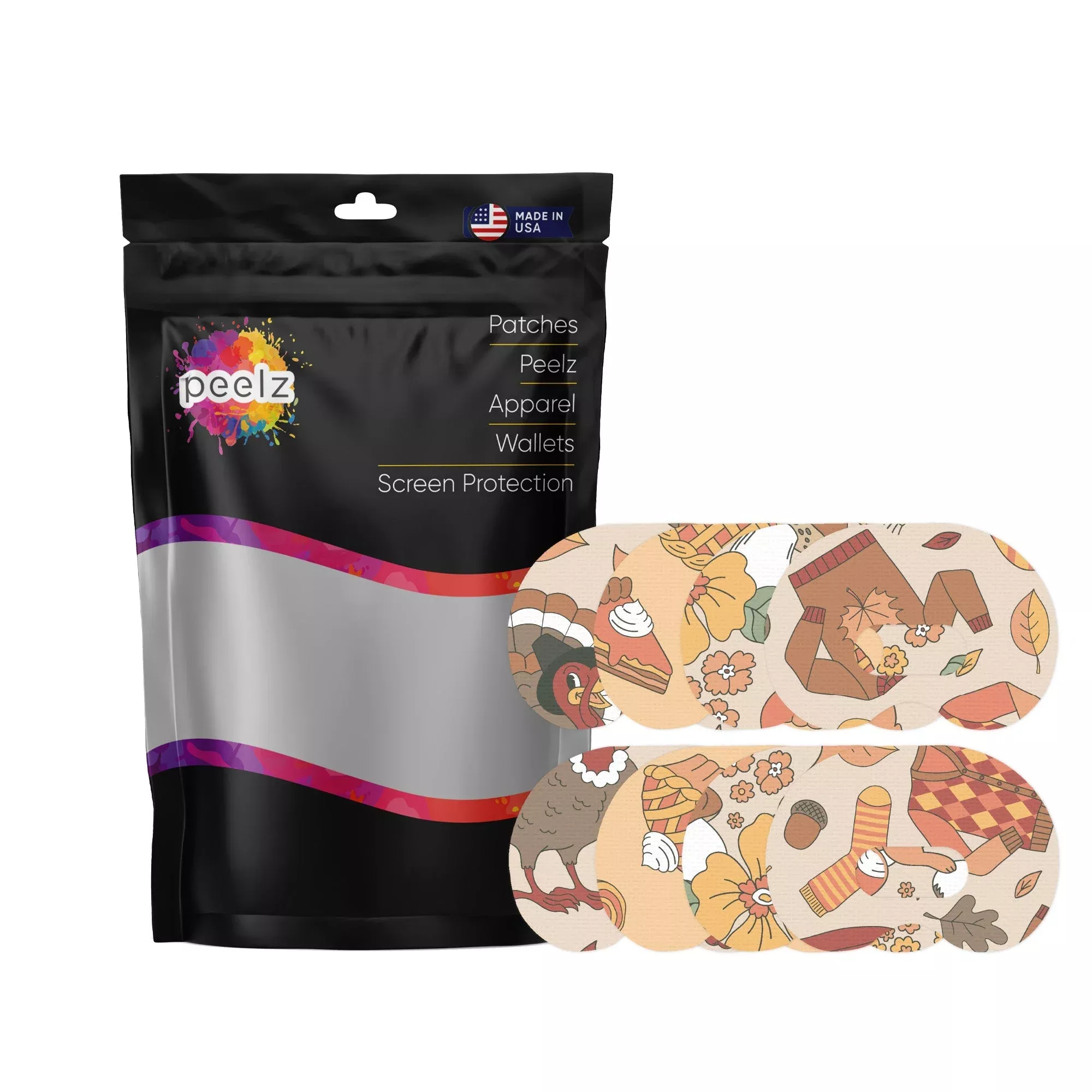 Thanksgiving Variety Pack Medtronic Guardian Connect Patch Tape - Pump Peelz