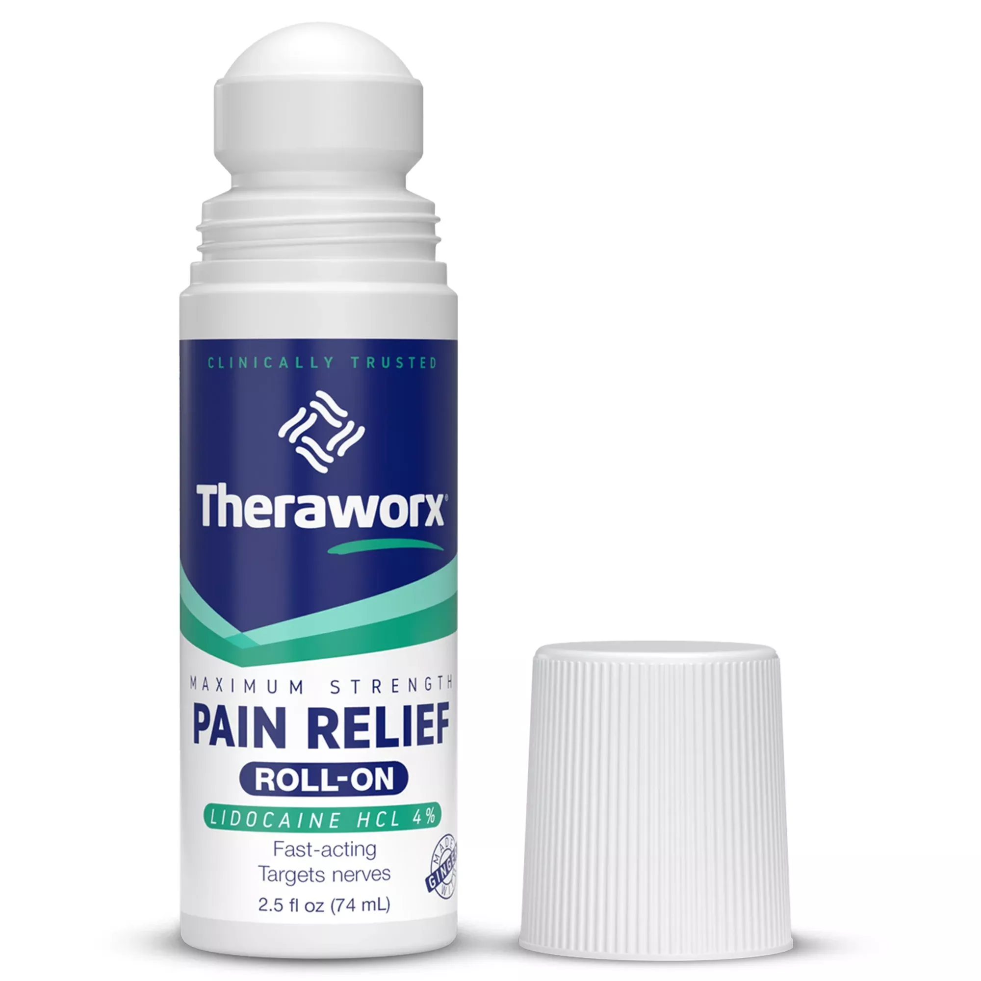 Theraworx Maximum Strength Pain Relief Roll-On with 4% Lidocaine