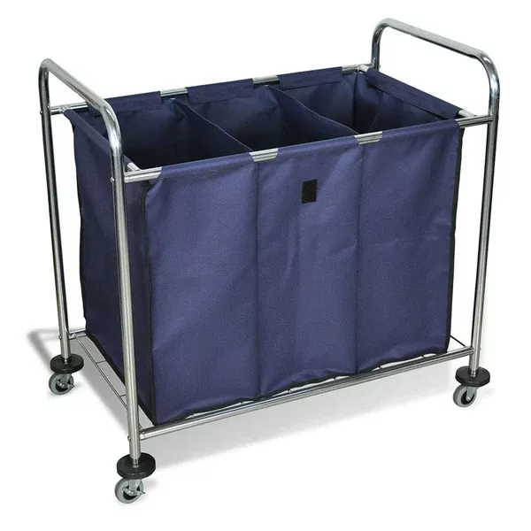 Three Compartment Large Laundry Cart Three Compartment • Navy ,1 Each