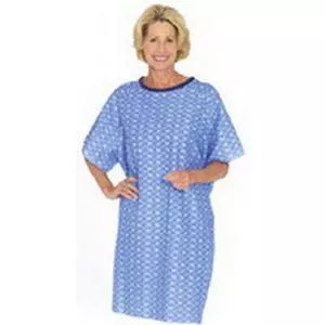 Tieback Patient Gown, Blue Plaid, One Size