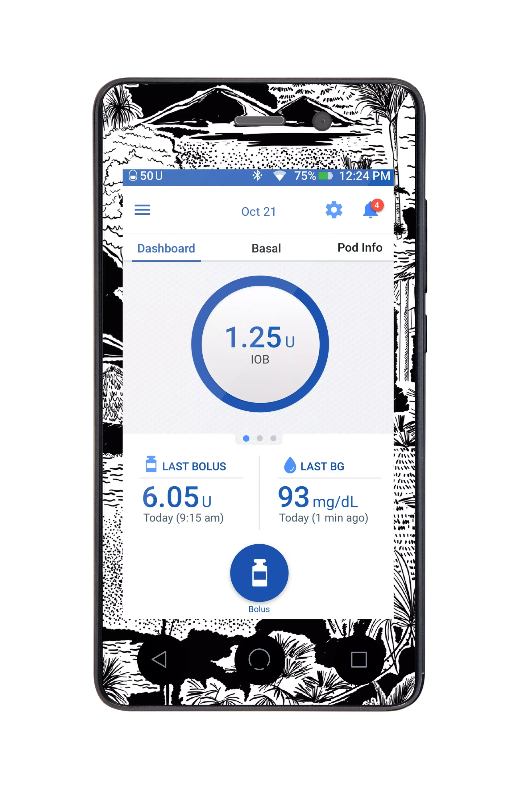 Tropical Sketch Sticker for Omnipod DASH PDM – Pump Peelz