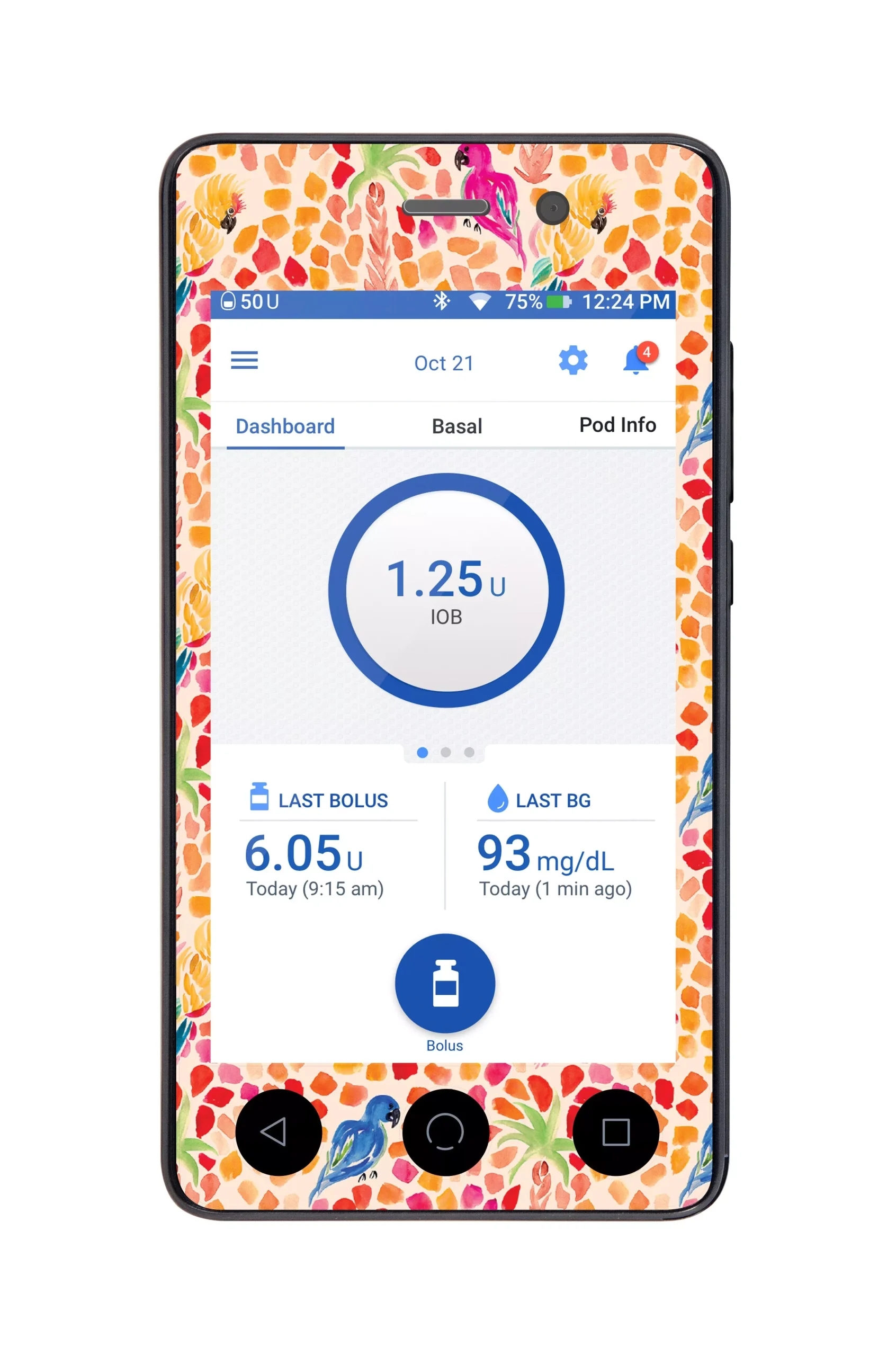 Tropical Watercolor Sticker for Omnipod DASH PDM – Pump Peelz