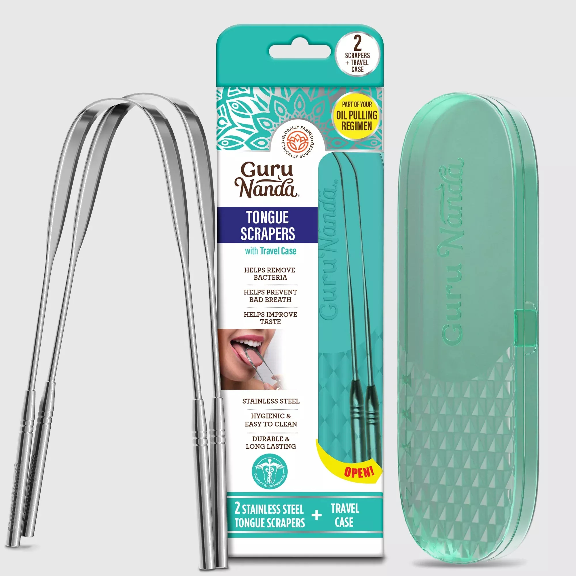 U Shaped Stainless Steel Tongue Scraper – 2 Pack