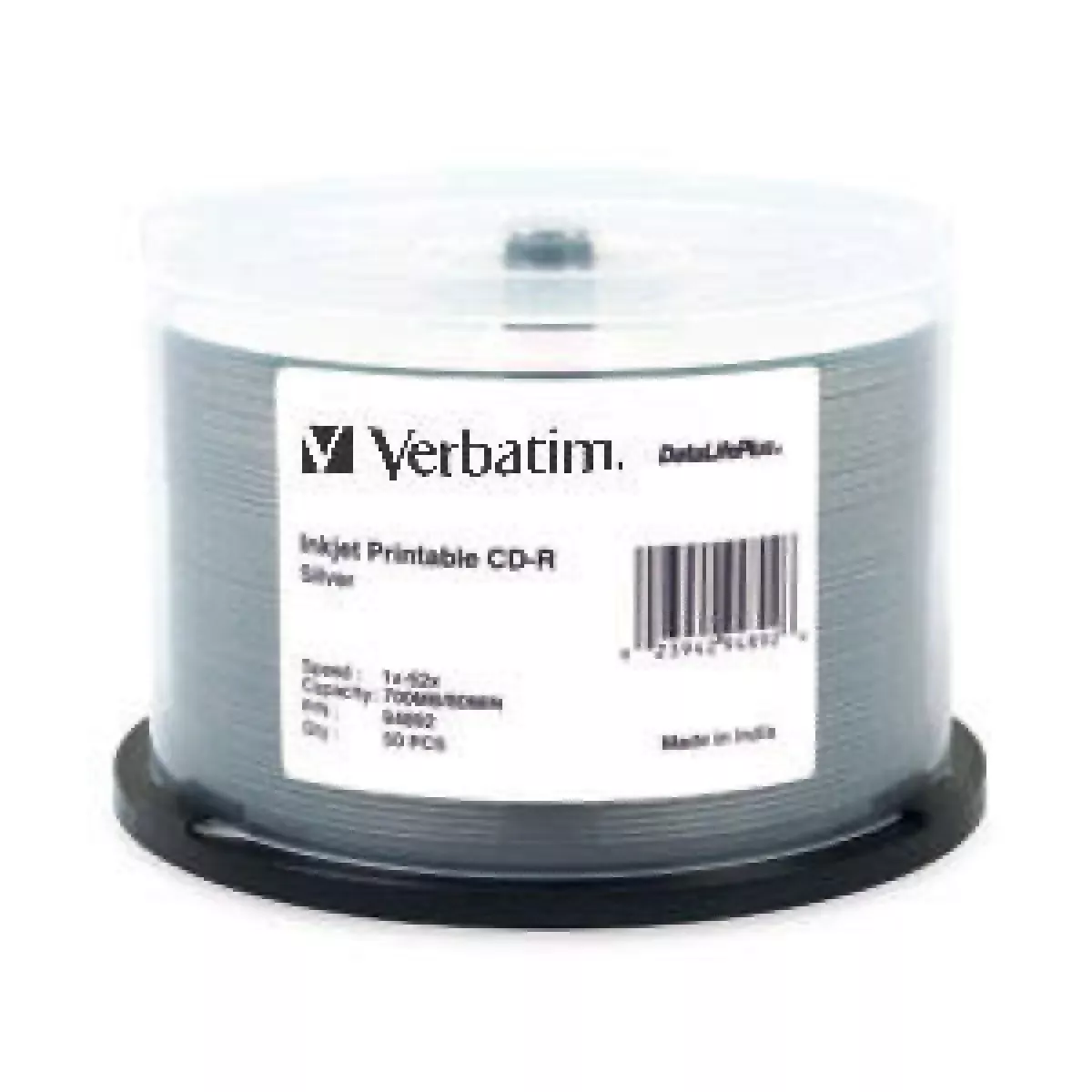 Verbatim Cd-R 80Min, 52X Inkjet Hub Silver 700Mb 50 Per Pack