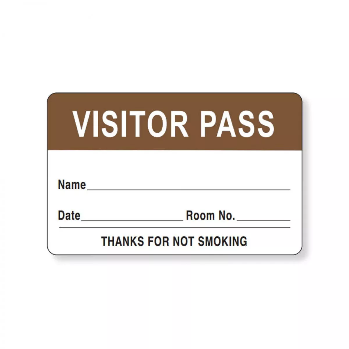 Visitor Pass Label Paper Removable Visitor Pass Name 1 1/2" Core 2 3/4 " X 1 3/4" Brown 1000 Per Roll