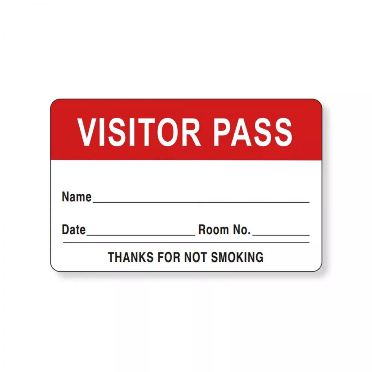 Visitor Pass Label Paper Removable Visitor Pass Name 1 1/2" Core 2 3/4 " X 1 3/4" Red 1000 Per Roll
