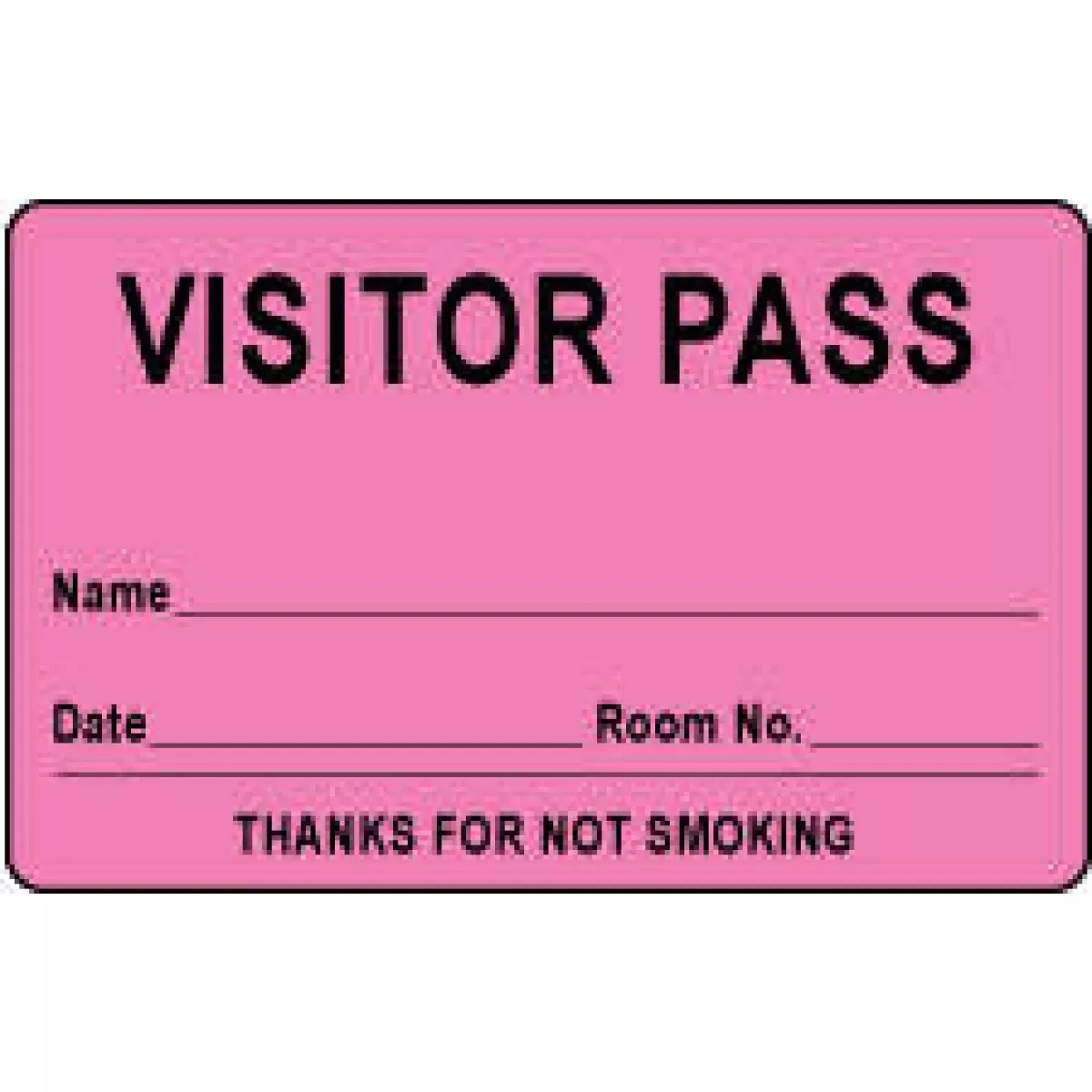 Visitor Pass Label Paper Removable Visitor Pass Name 1" Core 2 3/4 " X 1 3/4" Fl. Pink 1000 Per Roll