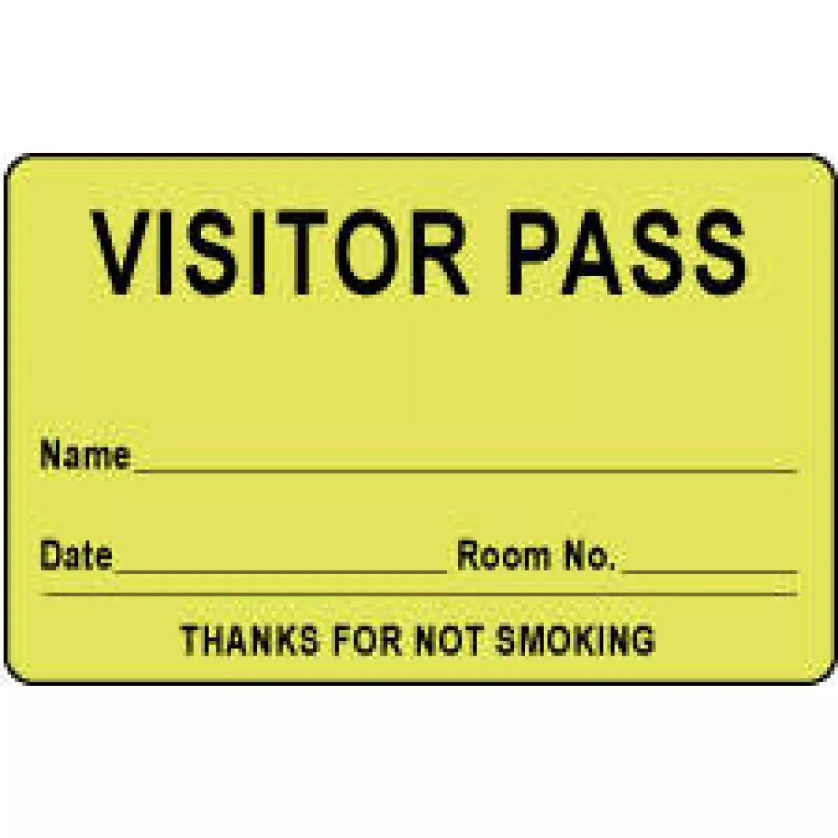 Visitor Pass Label Paper Removable Visitor Pass Name 1" Core 2 3/4 " X 1 3/4" Fl. Yellow 1000 Per Roll