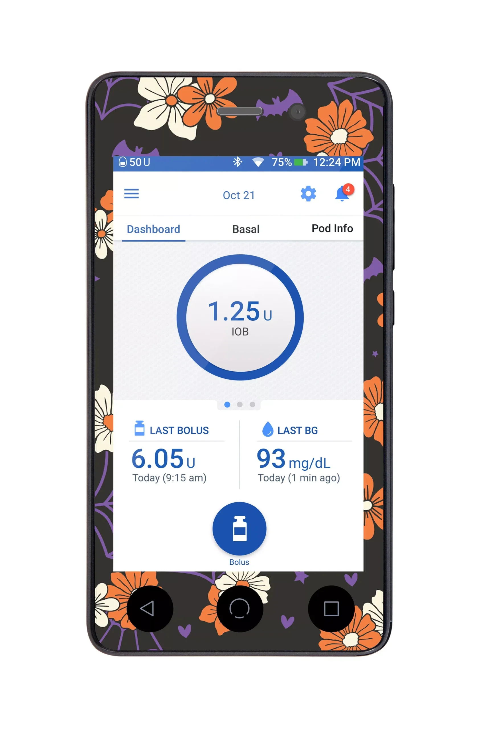 Webbed Flowers Sticker for Omnipod DASH PDM – Pump Peelz