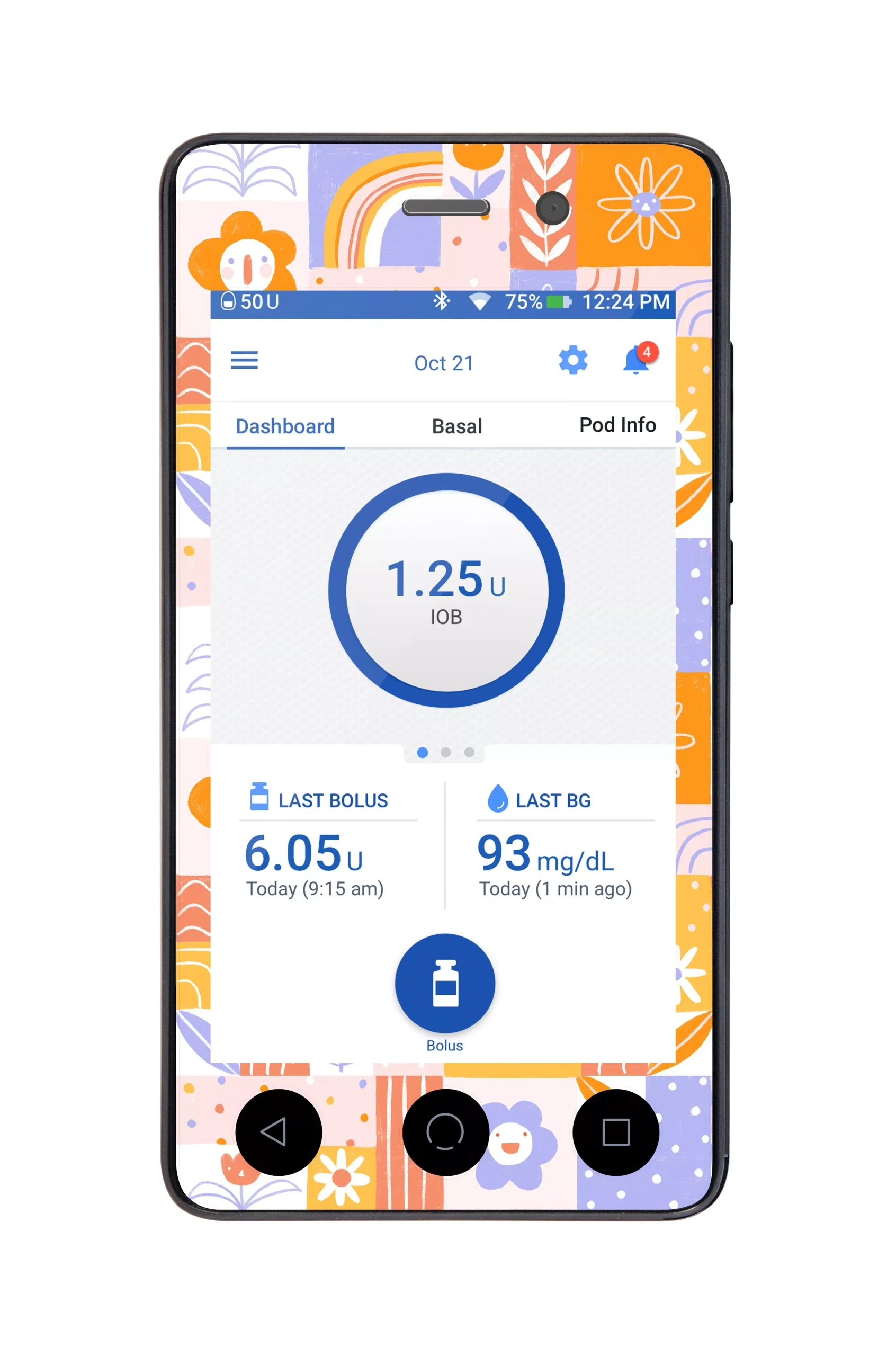 Wildflower Doodle Sticker for Omnipod DASH PDM – Pump Peelz