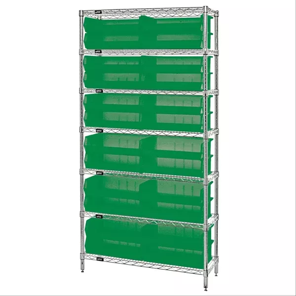 Wire Shelving Complete Organizer Bin Bundle 12"D Includes 24 Bins • 10.875L x 16.5"W x 5"H ,1 Each