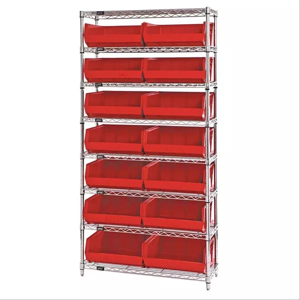 Wire Shelving Complete Organizer Bin Bundle 14"D Includes 14 Bins • 14.75"L x 16.5"W x 7"H ,1 Each