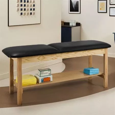 Wooden Full Shelf Exam Table w/ Adjustable Backrest Wooden Full Shelf Treatment Exam Table with Adjustable Backrest • 72"L x 30"W x 31"H ,1 Each