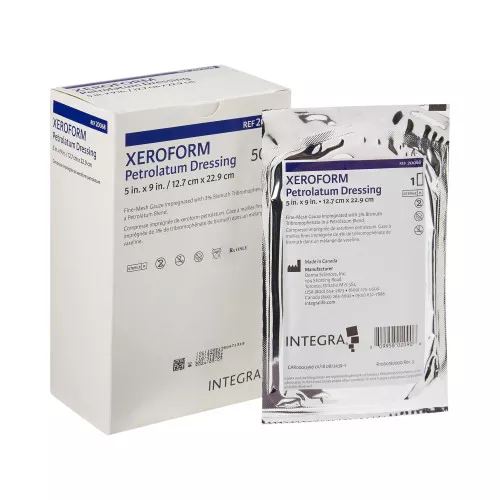 Xeroform Xeroform Petrolatum Impregnated Dressing Rectangle 5 X 9 Inch Sterile, DKC20068, Case of 200