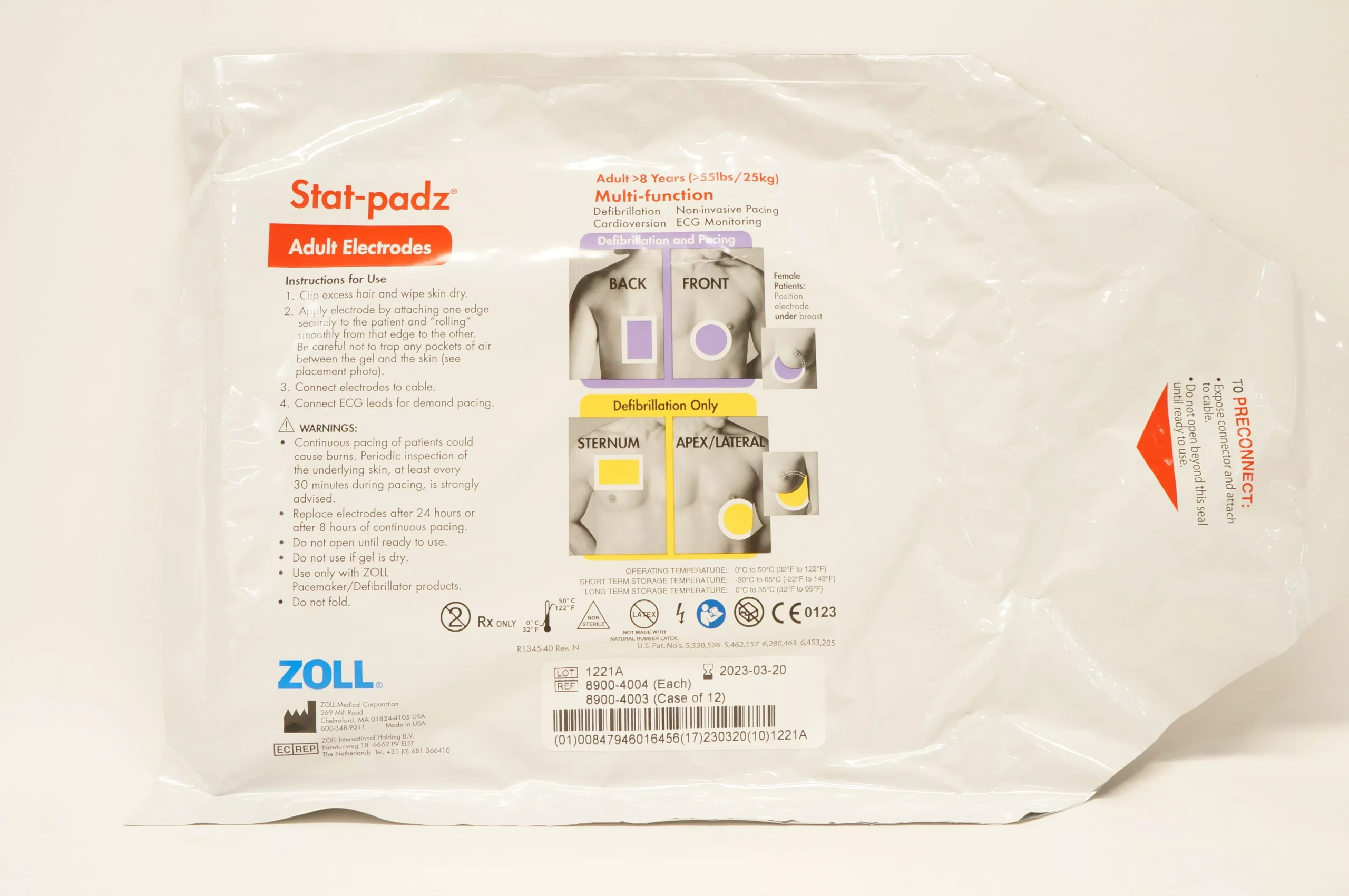 Zoll 8900-4004 Stat-padz Multi-Function Adult Electrodes >8 Years (>55 lbs) (x)